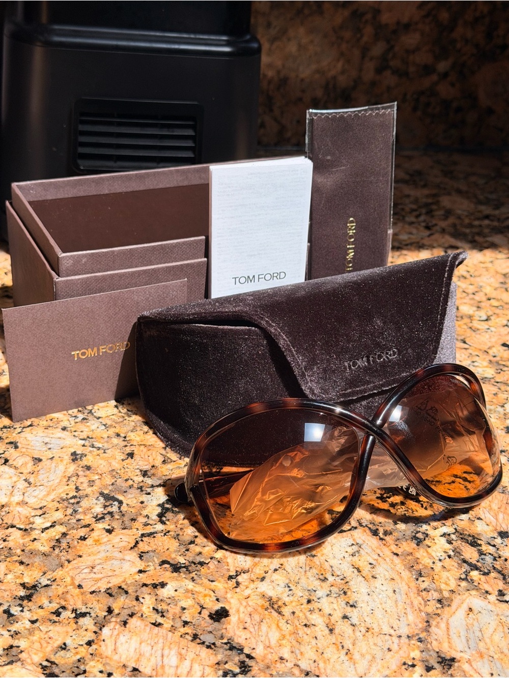 Tom Ford Women's Tortoiseshell Frame Sunglasses with Brown Gradient Lenses - Picture 2 of 4